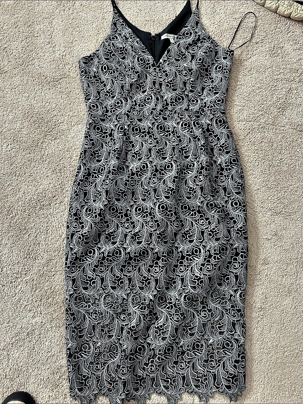Dress the Population Black & White Floral Lace Mini Dress Size XL